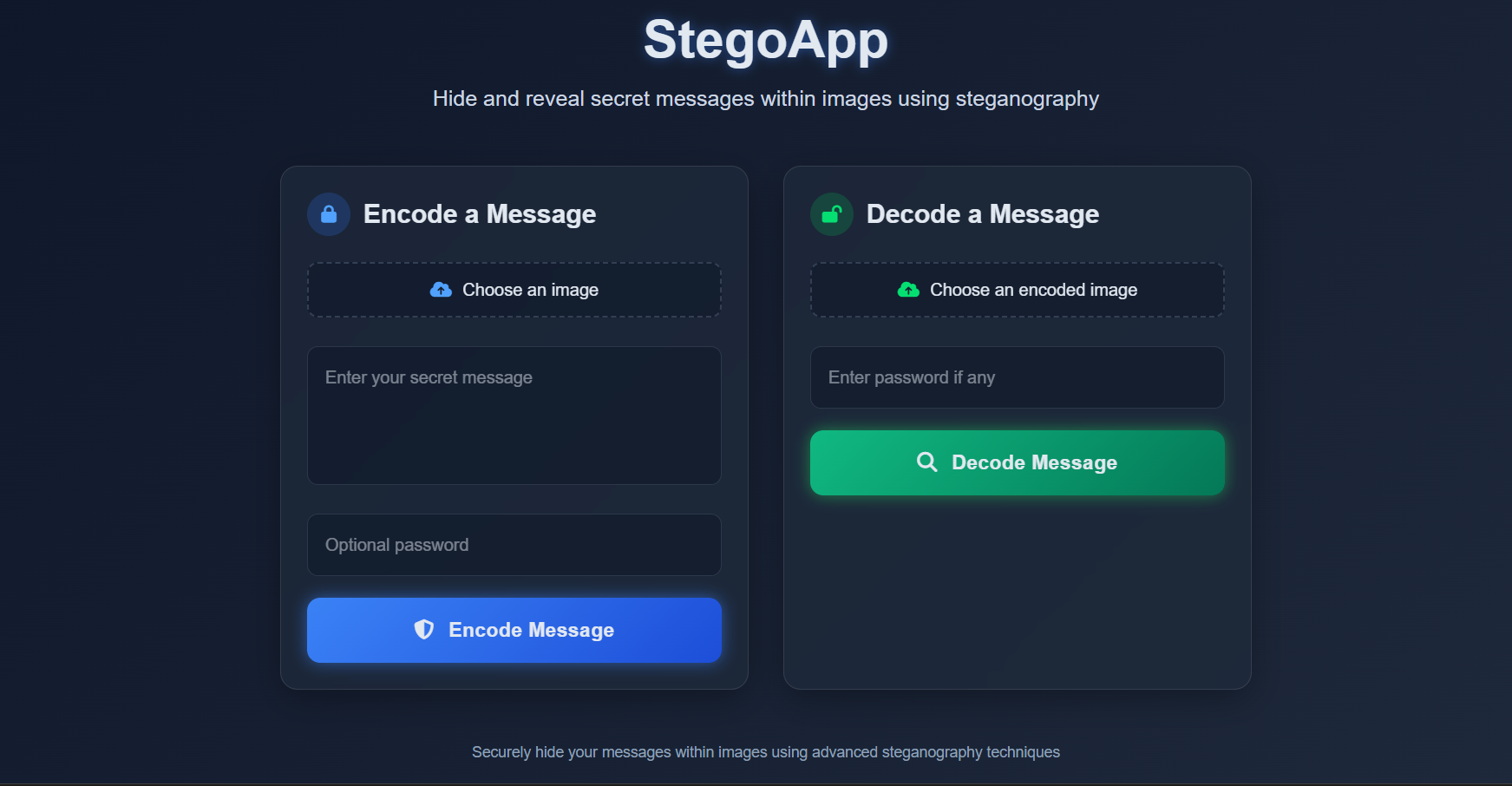 StegoApp - Hide & Reveal Messages